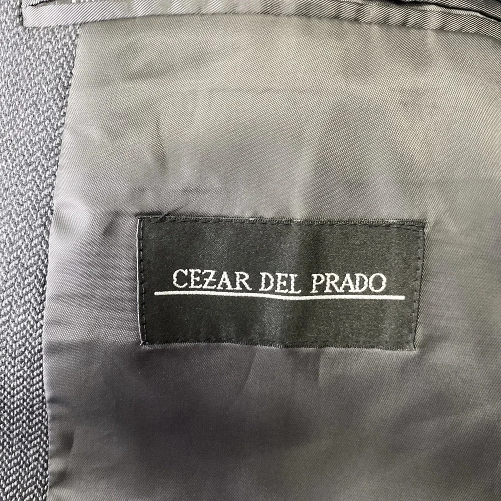 Cezar Del Prado Blazer 40R Jacket Gray Black Herringbone Silk Wool Sport Coat
